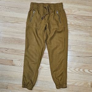 Athleta Cabo Linen Jogger Womens Pants 4 Toasted Ochre Brown Elastic Waist Gold